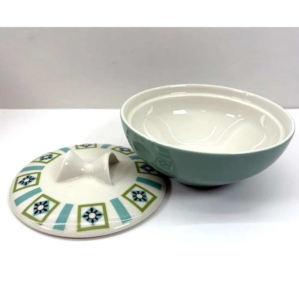 Ben Seibel Iroquois Bombay Green Round Sugar Bowl w/ Lid Atomic HTF VGC